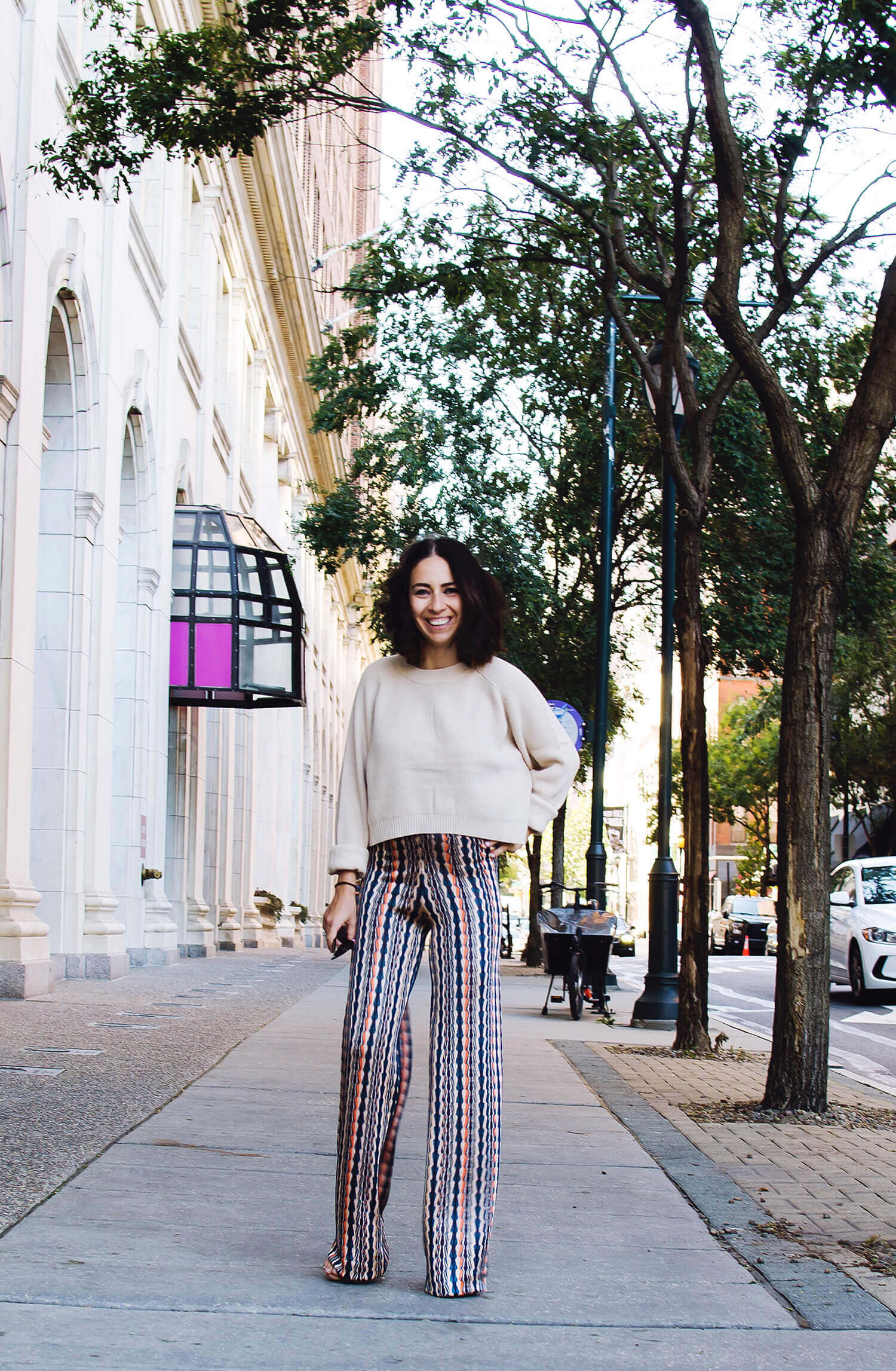 Funky Wide Leg Pants and a Cropped Sweater - Little Blank Diaries